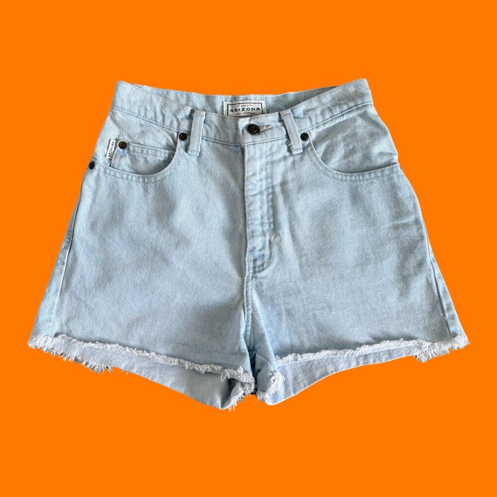 90's vintage light wash denim high waisted cut off shorts Size 5 Arizona Jean